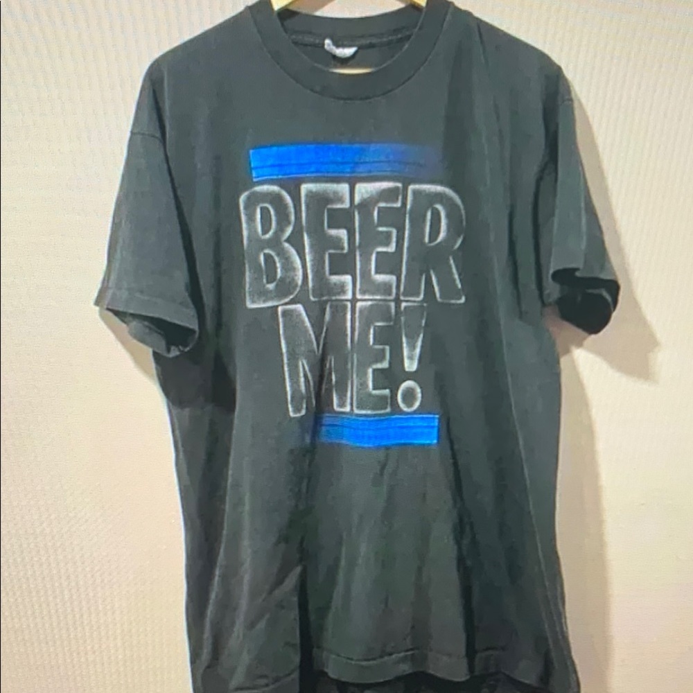 Black Graphic T-Shirt with Blue Accents